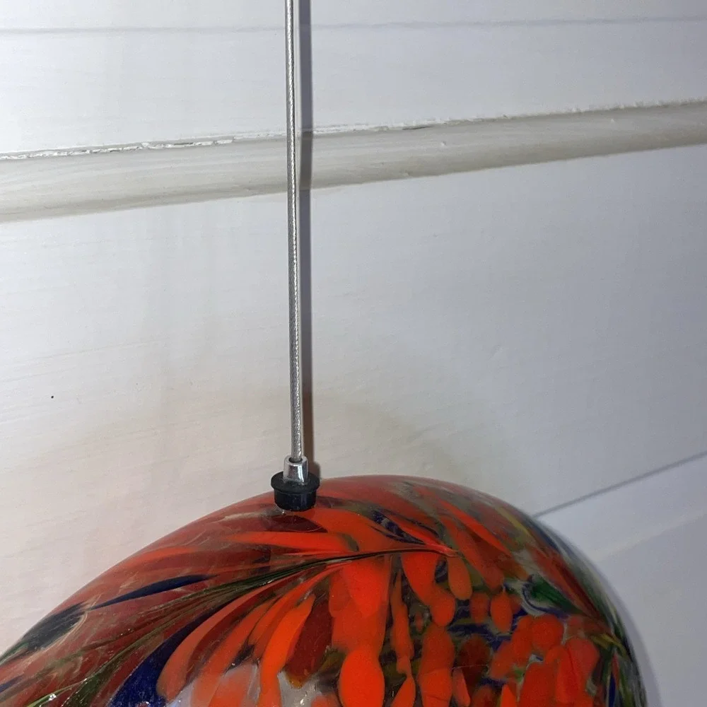 Designer Circular Doughnut‎ Hanging Art Speckled Glass Bird Feeder Hand Blown